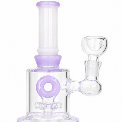 Milky Lavender Bottle Glass Bong with Donut Percolator & Bowl - 7.5 inch