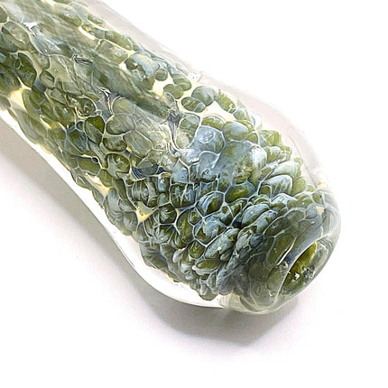 Moss Green Crackle Glass Spoon Pipe – 4 Inch Hand Pipe Deep Bowl