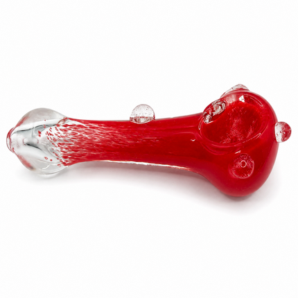 Cherry Red Bubble Accent Glass Spoon Pipe – 4.5 Inch Red Hand Pipe