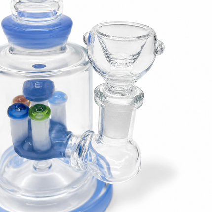 Light Blue Mushroom Garden Percolator Glass Bong – 7 In Water Pipe Gift For Her
