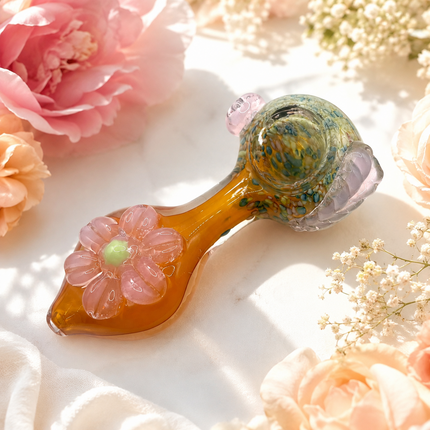 Sunset Blossom Garden High Quality Glass Hand Pipe Flower Design 4.5 Inch