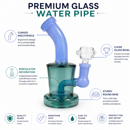 [4PC Bundle] Teal/Light Blue + Dark Gray/Yellow Mini Glass Water Pipe Set