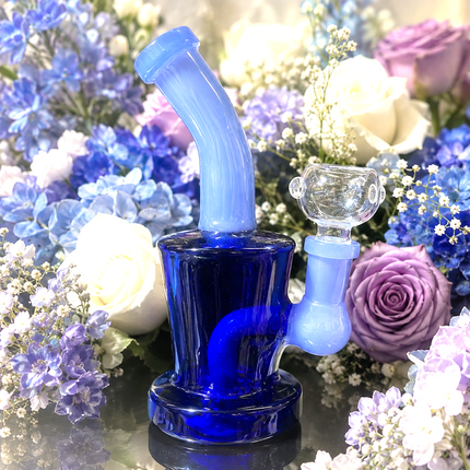 [2PC Bundle] Midnight Frost Duo Glass Bong Drum Body Disc Perc 6 Inch