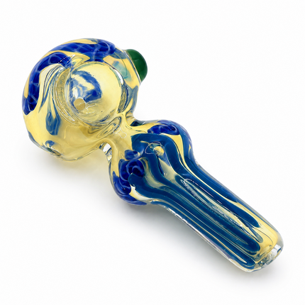 Cobalt Cream Glass Spoon Pipe 4 Inch Blue White Hand Pipe