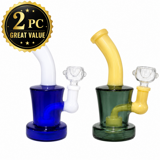 [2PC Bundle] Blue Midnight Citrus Glow Water Pipe Disc Perc 14mm 6 Inches