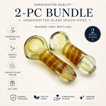 [2PC Bundle] Golden Caramel Handcraft Glass Pipes Amber Honey 3 inch