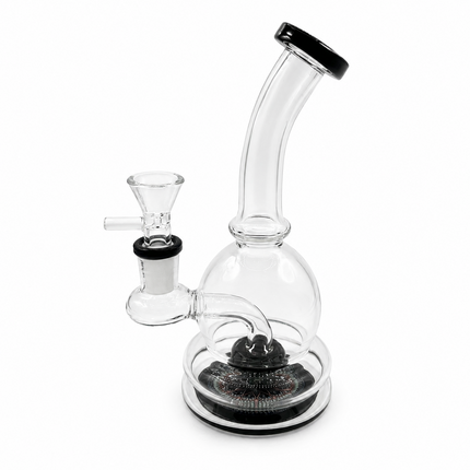 Midnight Mandala Black Sphere Glass Bong Disc Percolator 14mm Bowl 7 Inch