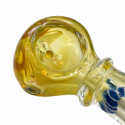 [2PC Bundle] Ribbon Coil Swirl Body Glass Hand Pipe Set Clear Amber Blue