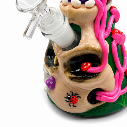 Mushroom Skull Glass Beaker Water Pipe Tobacco Hookah - 10 Inch