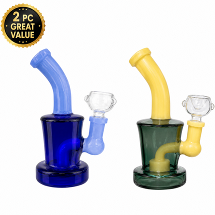 [2PC Bundle] Midnight Blue + Citrus Haze Glass Bong Disc Perc 6 Inch