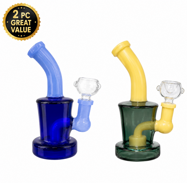 [2PC Bundle] Midnight Blue + Citrus Haze Glass Bong Disc Perc 6 Inch