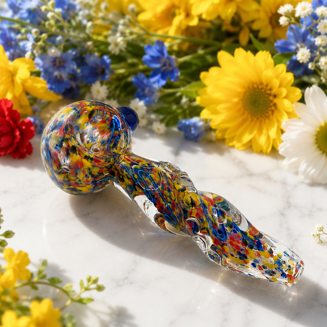 Carnival Nebula Twist Handcraft Glass Pipe Multicolor Swirl 4-4.5 inch