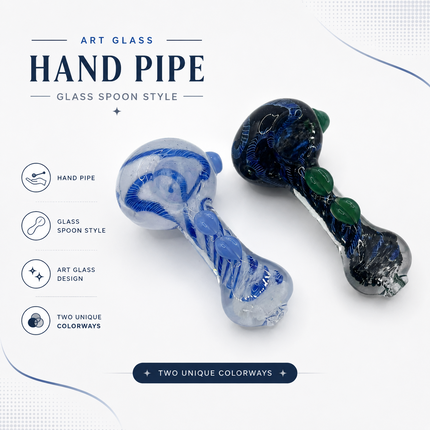 [2PC Bundle] 4 Inch Midnight Serpent Vine Glass Hand Pipe Raised Leaf Swirl