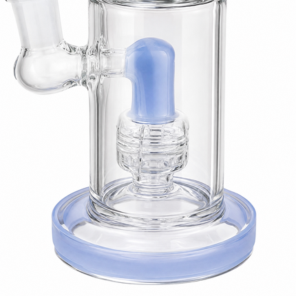 Light Blue Accent Straight Tube Glass Water Pipe Ice Catcher 14mm - 8.5 inch