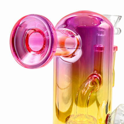 Princess Chrome Pink Glass Bong with Diamond Centerpiece – 7.5 Inch w/ 14mm bowl
