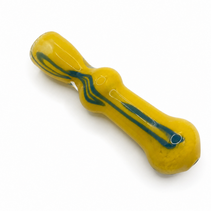 Citrus Tide Handcraft Glass Chillum Pipe Yellow Blue 3~3.5 inch