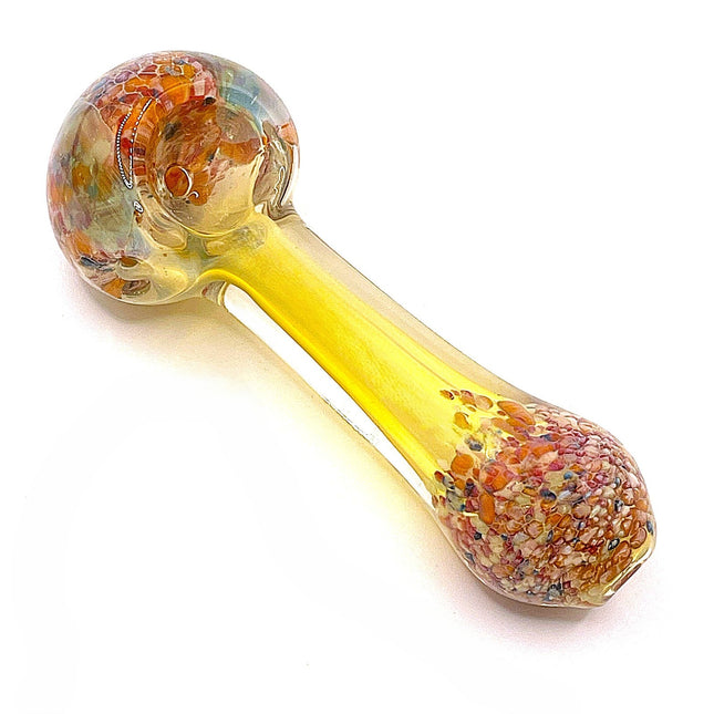Pastel Confetti Bowl Glass Spoon Pipe with Yellow Handle – 4 Inch Hand Pipe