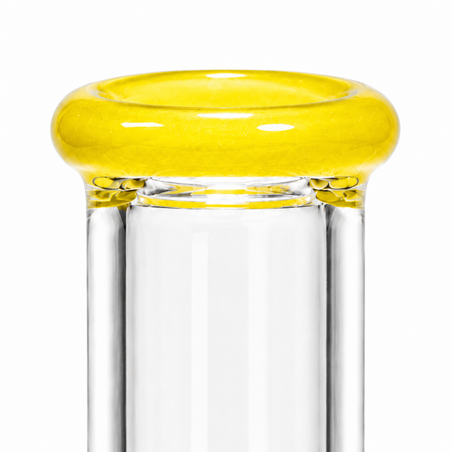 Yellow Accent Straight Tube Glass Water Pipe Ice Catcher Downstem 10 inch