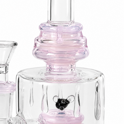 Pink Beehive Percolator 14mm Glass Bong Bent Neck Bee Design - 10 inch