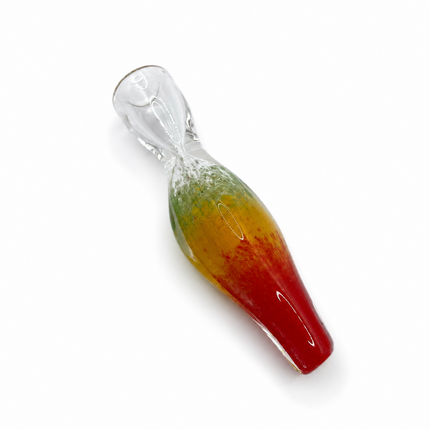 Rasta Sunset Handcraft Glass Chillum Pipe Green Yellow Red 3~3.5 inch