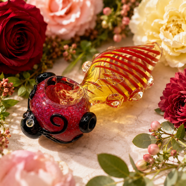 Octopus Invasion Scarlet Rib Cage High Quality Glass Hand Pipe 4.5 Inch