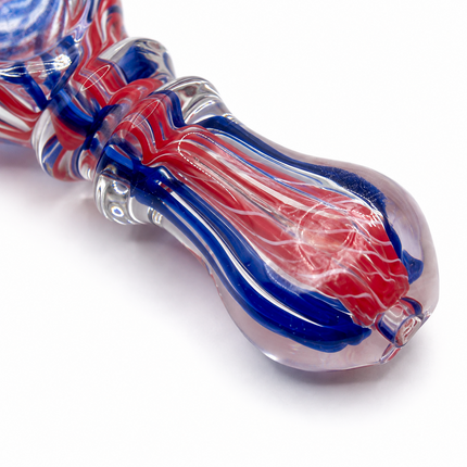 [2PC Bundle] Berry Ice Glass Hand Pipes Red Blue Aqua Swirl 3 Inch