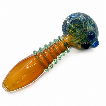 [2PC Bundle] Honey Coil Garden Glass Hand Pipes Floral Swirl Amber Art 4.5 Inch