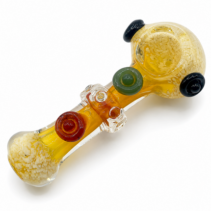 Amber Frit Glass Spoon Pipe Color Accent Knobs 5 Inch Tobacco