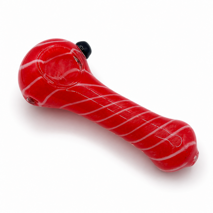 Candy Red Spiral Glass Spoon Pipe with Black Accent – 4.5 Inch Hand Pipe