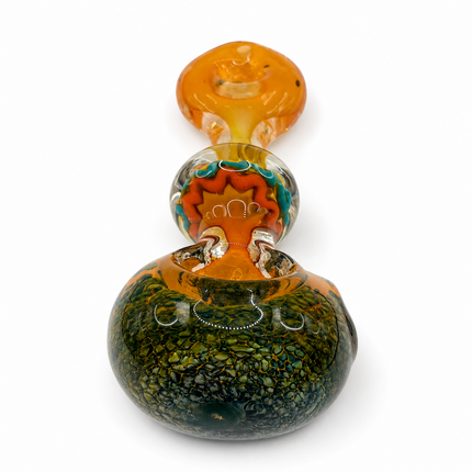 Amber Donut Glass Spoon Pipe Color Swirl Accent 5 Inch Hand Pipe