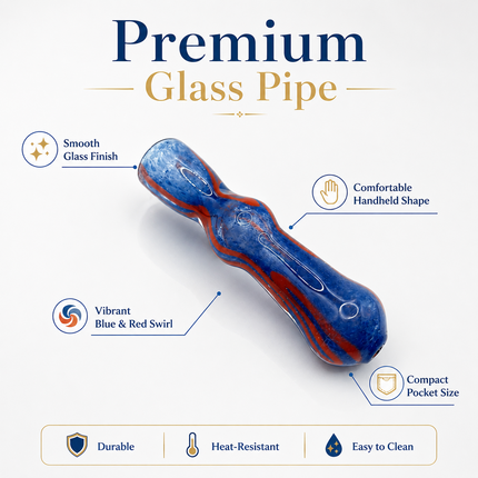 Sapphire Ember Handcraft Glass Chillum Pipe Blue Orange 3~3.5 inch