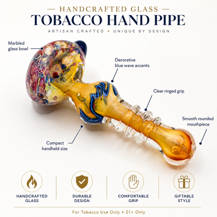 Amber Crimson Crackle Glass Spoon Pipe Curvy Body Hand Pipe - 4.5 inch