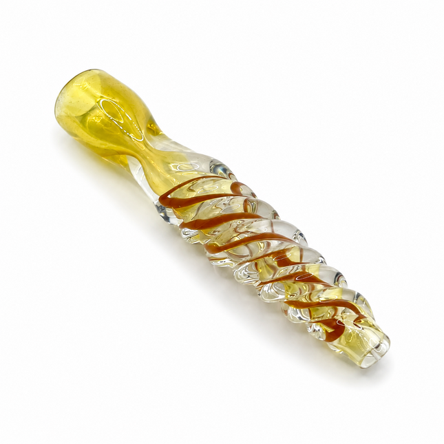 Honey Spiral Handcraft Glass Chillum Pipe Clear Amber 3~3.5 inch