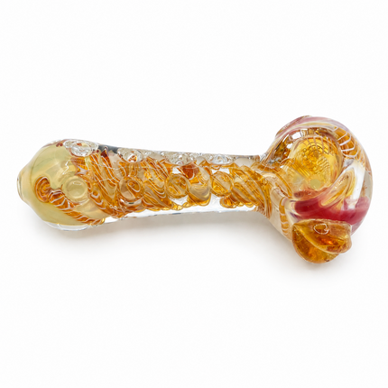 Honey Bloom Glass Spoon Pipe 4 Inch Amber Clear Hand Pipe Bubble Detail
