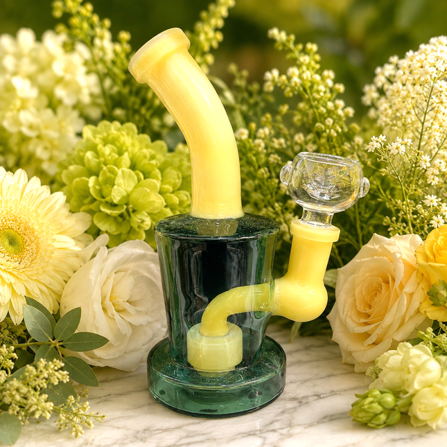 Citrus Haze Glow Drum Body Disc Perc Glass Bong Water Pipe Tobacco 14mm 6 Inches