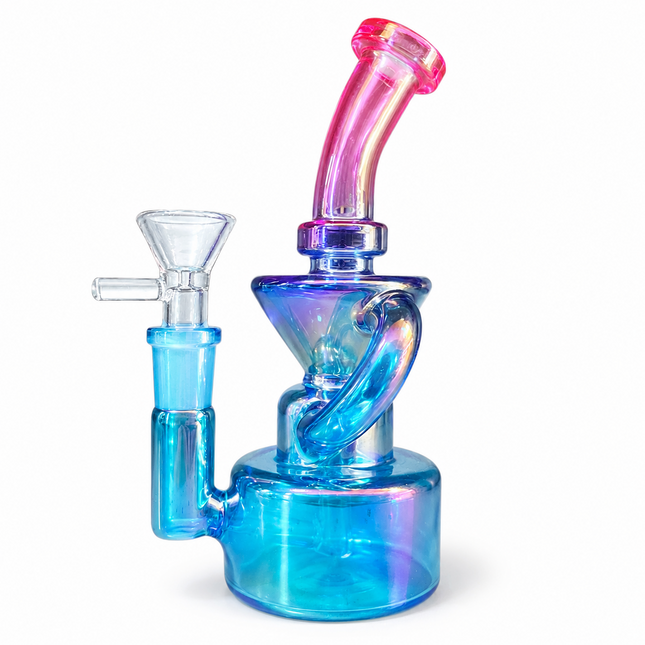 Aqua Pink Iridescent Compact Glass Water Pipe 14mm 6~6.5 inch