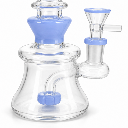 Light Blue Disc Percolator Glass Water Pipe 14mm Bowl 7 inch