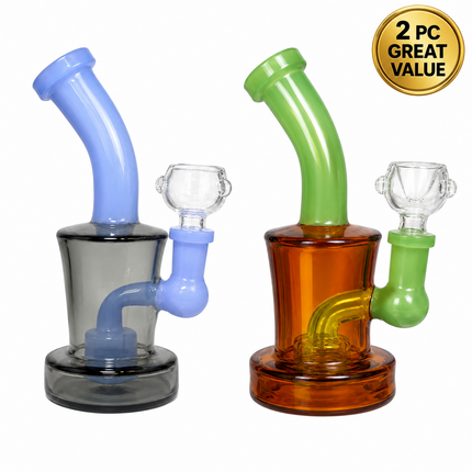 [2PC Bundle] Midnight Frost + Amber Lime Glass Bong Disc Perc 6 Inch