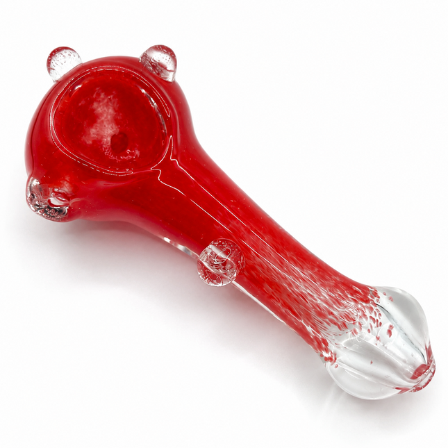 Cherry Red Bubble Accent Glass Spoon Pipe – 4.5 Inch Red Hand Pipe