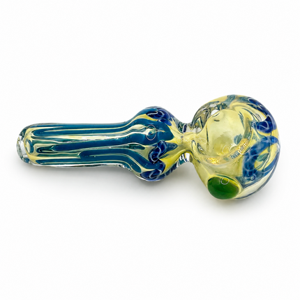 Cobalt Cream Glass Spoon Pipe 4 Inch Blue White Hand Pipe