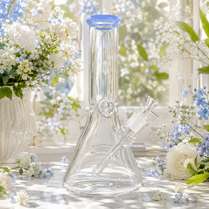 Light Blue Accent Beaker Glass Water Pipe Ice Catcher 14mm Bowl 10.5 inch
