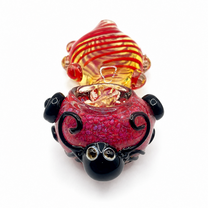 Octopus Invasion Scarlet Rib Cage High Quality Glass Hand Pipe 4.5 Inch