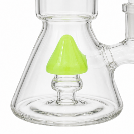 Milky Green Stratos Tri Cone Percolator Glass Water Pipe 14mm 7 inch