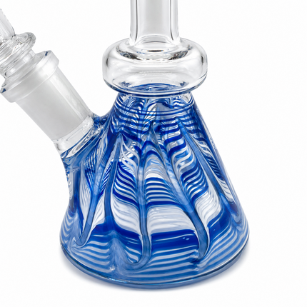 Cobalt Blue Swirl 14mm Mini Beaker Glass Water Pipe Straight Neck