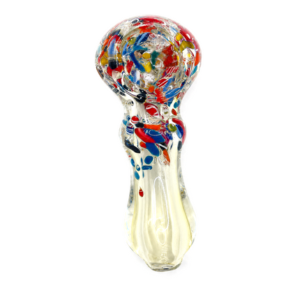 Carnival Splash Mini Glass Spoon Pipe with Multicolor Confetti - 3–3.5 Inch