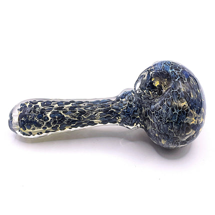 Side profile emphasizing the short hand-pipe silhouette, rounded bowl, and navy textured finish.