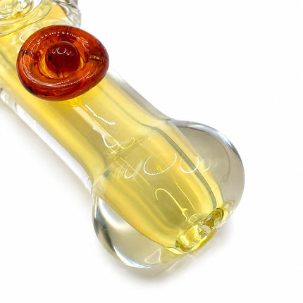 Close-up of the amber-tinted mouthpiece with smooth transparent glass and subtle fumed color transition