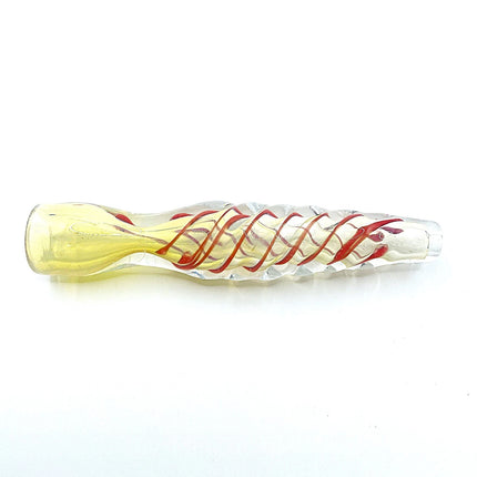 Reverse angled shot emphasizing the tapered tip and alternating warm-colored spiral detail.